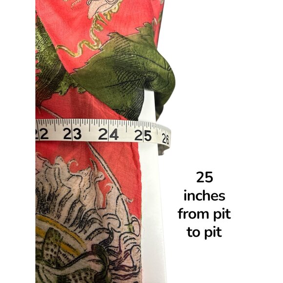 One Hundred Stars Kew Gardens Kimono Jacket Floral Print Red/Green - Picture 4 of 5